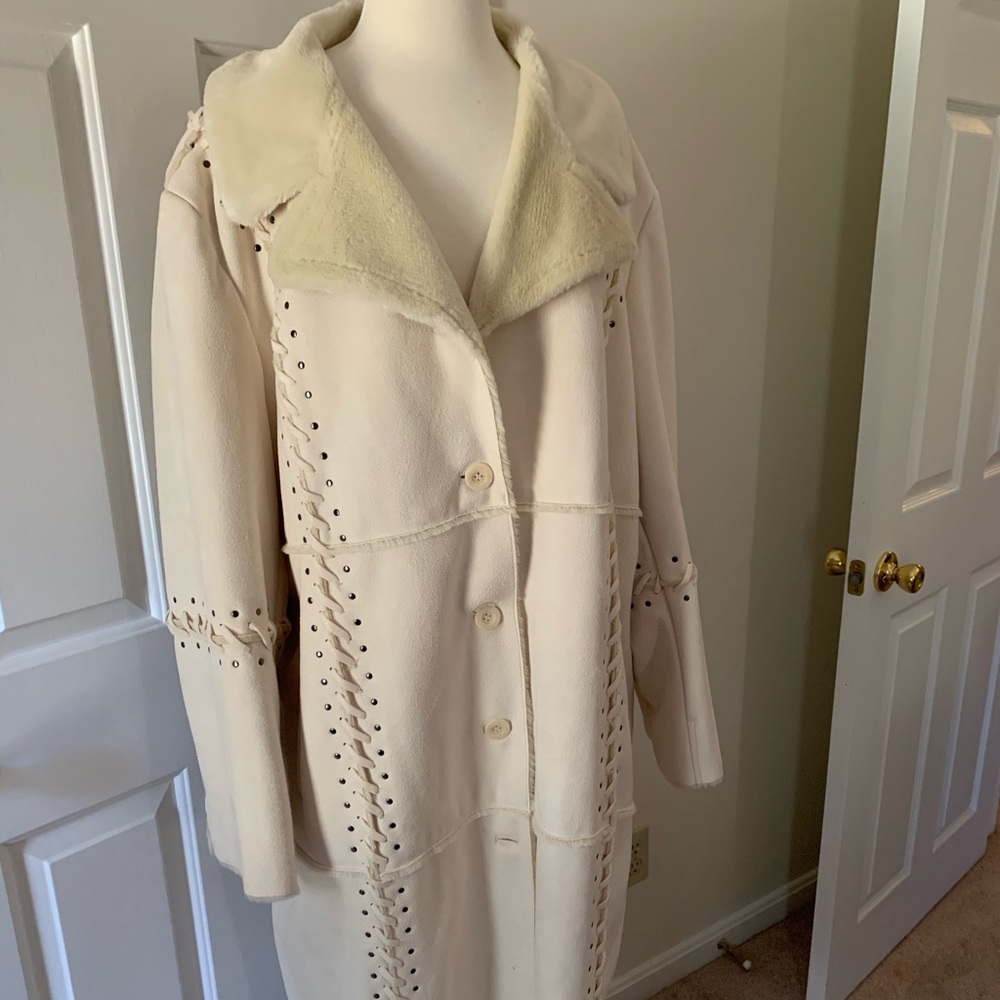Faux Dennis Basso Suede Coat, Plus Size